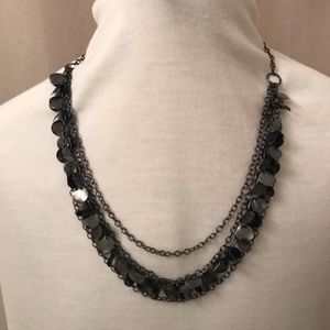Layered Pewter Metal Necklace